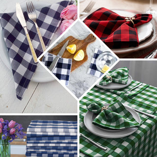 Elevate Your Table Decor with Blue/White Buffalo Plaid Cloth Dinner Napkins