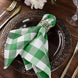5 Pack | Green/White Buffalo Plaid Cloth Dinner Napkins, Gingham Style | 15x15Inch