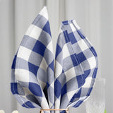 5 Pack | Navy Blue/White Buffalo Plaid Cloth Dinner Napkins, Gingham Style | 15x15Inch