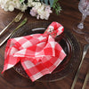5 Pack | Red/White Buffalo Plaid Cloth Dinner Napkins, Gingham Style | 15x15Inch
