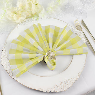 Elevate Your Table Decor with Yellow/White Buffalo Plaid Cloth Dinner Napkins