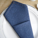 5 Pack | Premium Faux Denim Cloth Dinner Napkins, Reusable Linen | 17x17Inch