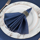 5 Pack | Premium Faux Denim Cloth Dinner Napkins, Reusable Linen | 17x17Inch