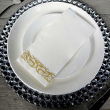 Gold Foil White Airlaid Soft Linen-Feel Paper Dinner Napkins, Disposable Hand Towels - Scroll