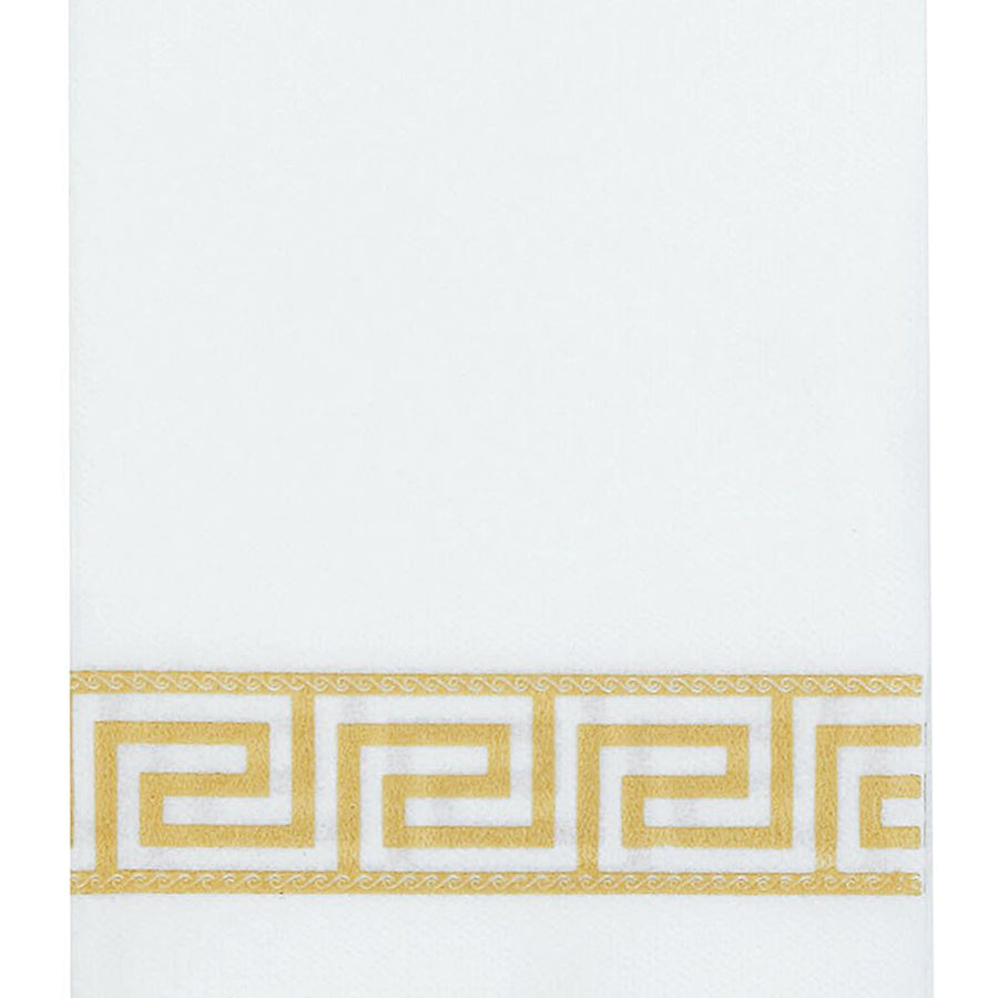 20 Pack Gold Foil Disposable White Airlaid Paper Dinner Napkins | Soft Linen-Feel Hand Towels - Greek Key#whtbkgd