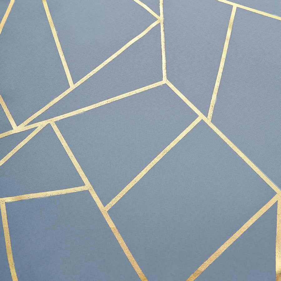 5 Pack | Modern Dusty Blue & Geometric Gold Cloth Dinner Napkins | 20x20Inch#whtbkgd