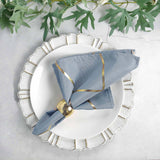 5 Pack | Modern Dusty Blue & Geometric Gold Cloth Dinner Napkins | 20x20Inch