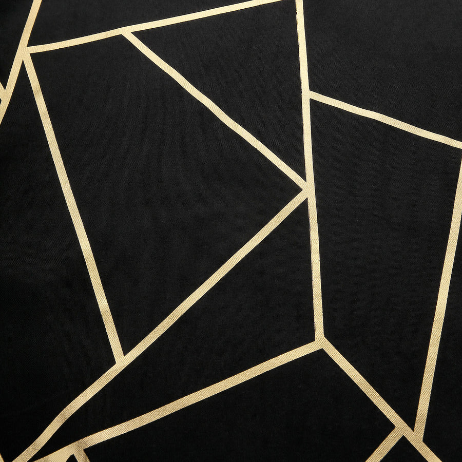 5 Pack | Modern Black & Geometric Gold Cloth Dinner Napkins | 20x20Inch#whtbkgd