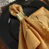 5 Pack | Gold With Geometric Gold Foil Cloth Polyester Dinner Napkins | 20x20inch