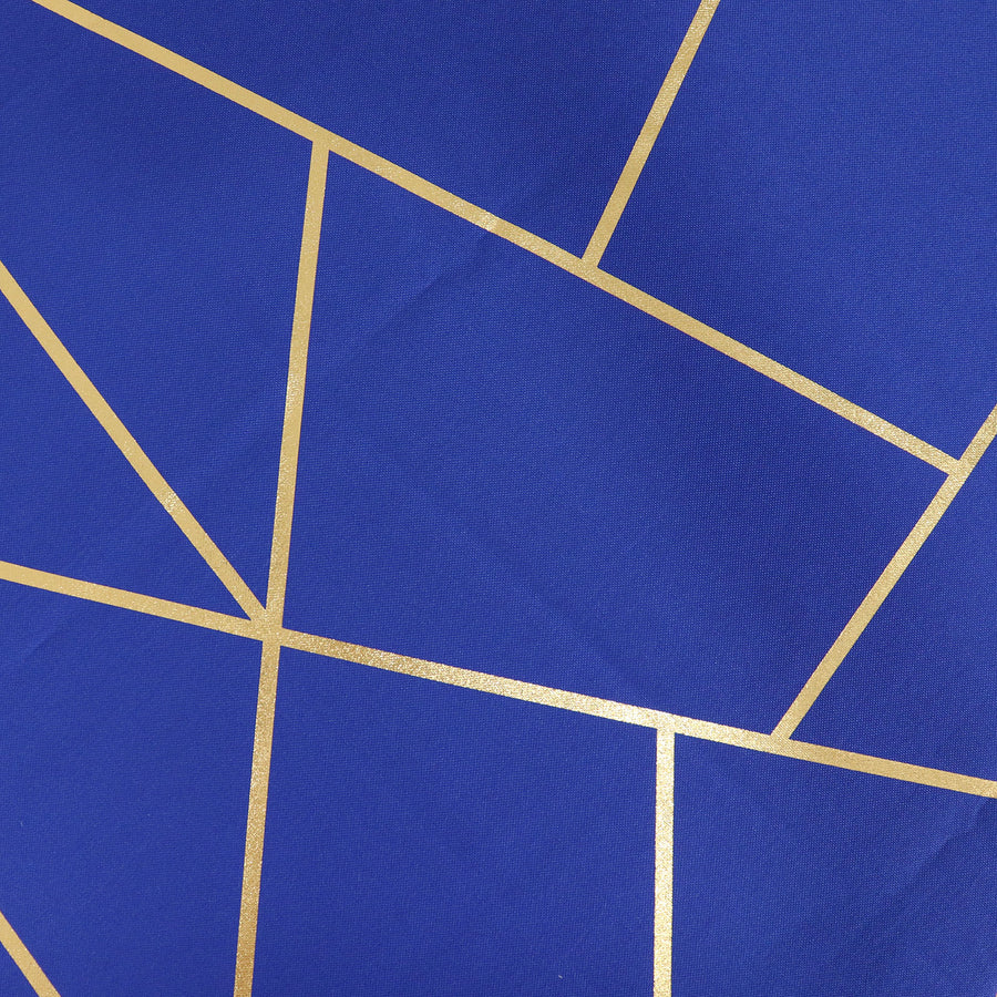 5 Pack | Royal Blue With Geometric Gold Foil Cloth Polyester Dinner Napkins | 20x20inch#whtbkgd