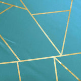 5 Pack | Teal With Geometric Gold Foil Cloth Polyester Dinner Napkins | 20x20inch#whtbkgd