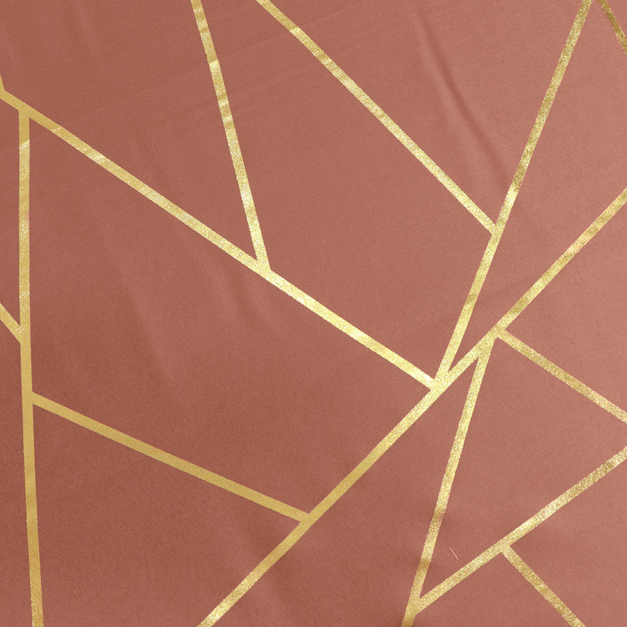 5 Pack Terracotta (Rust) With Geometric Gold Foil Cloth Polyester Dinner Napkins#whtbkgd