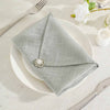 5 Pack | Silver Slubby Textured  Cloth Dinner Napkins, Wrinkle Resistant Linen | 20x20Inch