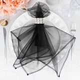 10 Pack | Black Sheer Organza Decorative Dinner Table Napkins - 23x23inch