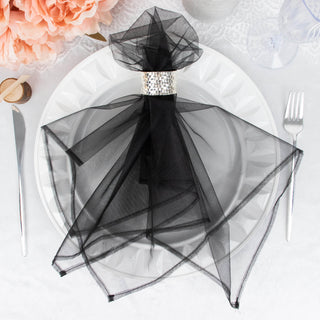 Elegant Black Sheer Organza Decorative Dinner Table Napkins