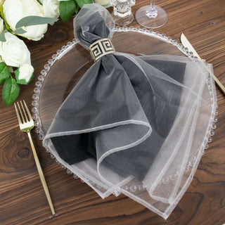 Durable and Wrinkle-Resistant Silver Sheer Organza Napkins