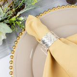 5 Pack | Champagne 200 GSM Premium Polyester Dinner Napkins, Seamless Cloth Napkins