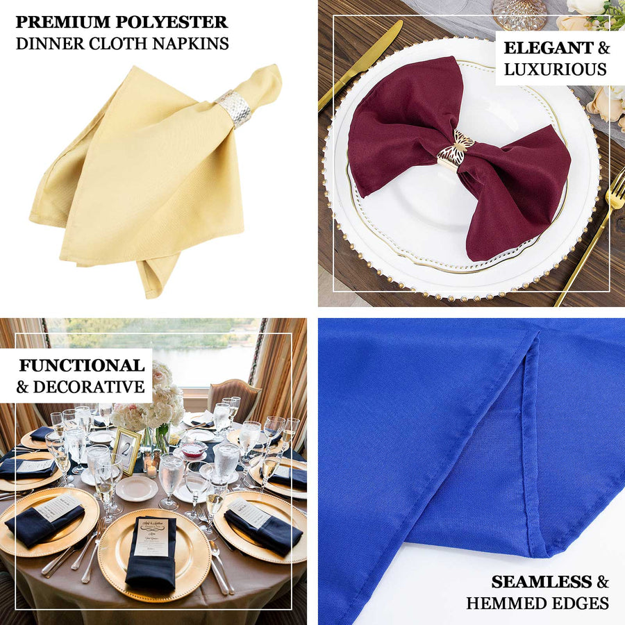 5 Pack | Burgundy 200 GSM Premium Polyester Dinner Napkins, Seamless Cloth Napkins