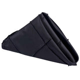 Black fabric napkin holder in a triangular shape