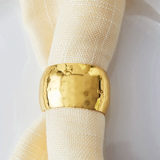 Complete Your Gold Table Accessories Collection with Metallic Gold Hammered Pattern Napkin Rings