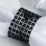 10 Pack Black Diamond Rhinestone Napkin Ring With Velcro