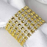 10 Pack Gold Diamond Rhinestone Napkin Ring With Velcro#whtbkgd