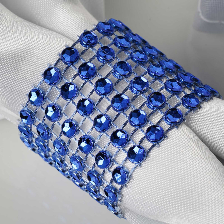 10 Pack Royal Blue Diamond Rhinestone Napkin Ring With Velcro#whtbkgd