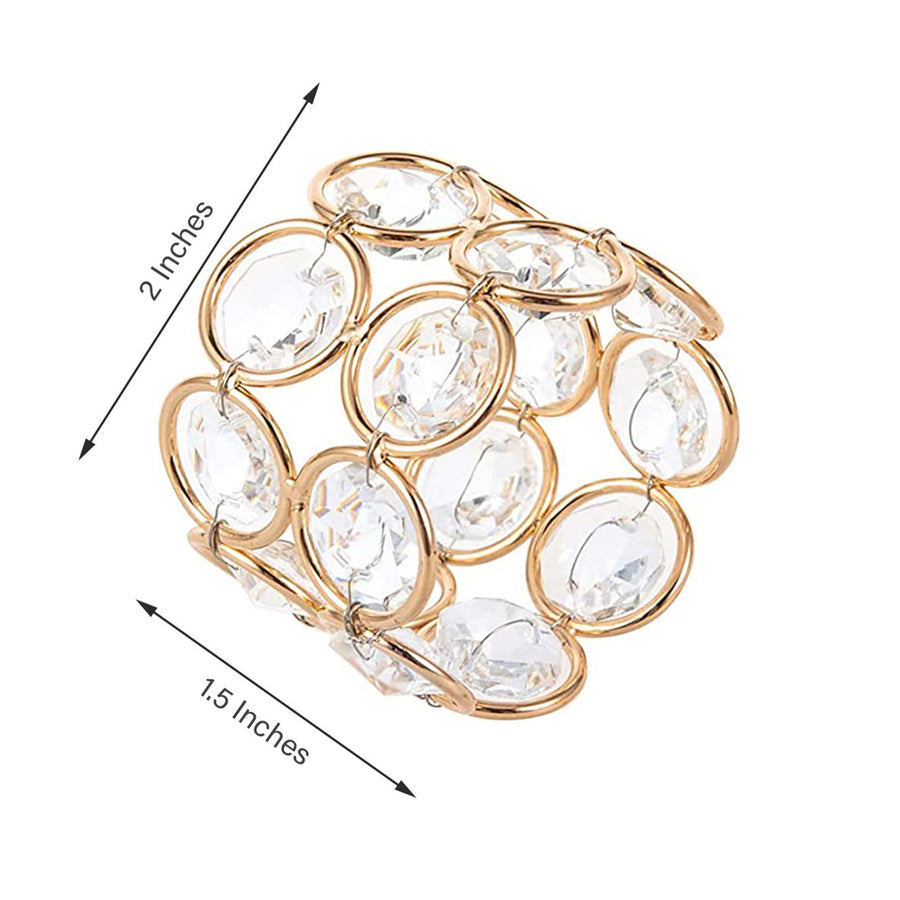 Bling Glass Crystal Gem Napkin Rings - Gold - 4PCS