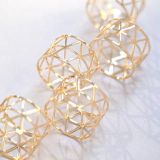 Create a Luxurious Tablescape with Metallic Gold Geometric Napkin Rings