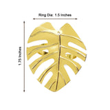 4 Pack | Tropical Leaf Shaped Metallic Gold Napkin Rings, Linen Napkin Holders