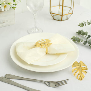 Create a Stunning Tablescape with Gold Tropical Leaf Napkin Rings