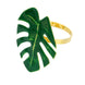 4 Pack | Leaf Design Metallic Gold Napkin Rings, Linen Napkin Holders With Green Tropical Leaf Decor