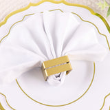 Gold Metal Square Napkin Rings with Place Card Holder, Modern Design Multipurpose Napkins Rings