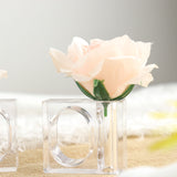 4 Pack | Clear Acrylic Square Napkin Ring Bud Vases, 2-in-1 Flower Napkin Holders