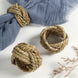 4 Pack | Rustic Burlap Napkin Rings, Handmade Braided Farmhouse Napkin Holders - Natural