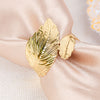 4 Pack | Metallic Gold Ornate Leaf Napkin Rings, Linen Napkin Holders