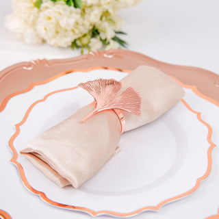 Elevate Your Tablescape with Metallic Rose Gold Ginkgo Leaf Napkin Rings