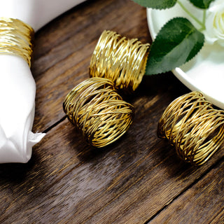 Perfect for Any Event - Shiny Gold Metal Wire Napkin Rings