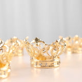 4 Pack | Metallic Gold Crown Rhinestone Napkin Rings, Royal Bling Napkin Holders