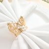 4 Pack | Metallic Gold Crown Rhinestone Napkin Rings, Royal Bling Napkin Holders