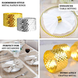 4 Pack | Shiny Gold Basket Weave Napkin Rings, Metallic Napkin Holders