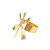 4 Pack | Gold Metal Fork Knife Spoon Design Napkin Rings#whtbkgd