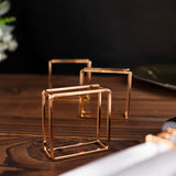 4 Pack | Gold Metal Hollow Square Napkin Rings, Modern Geometric Cube Napkin Holders