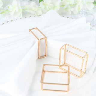 Elevate Your Table Setting with Gold Metal Square Napkin Rings