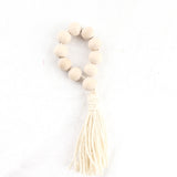 4 Pack | 6inch Cream Rustic Boho Chic Wood Bead Napkin Rings With Tassels#whtbkgd