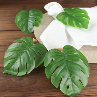Create a Rustic and Elegant Table Setting with Green Tropical Leaf Napkin Rings