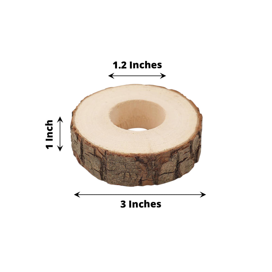 4 Pack | 3inch Rustic Natural Birch Wood Farmhouse Napkin Rings