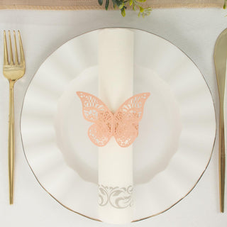 Blush Shimmery Laser Cut Butterfly Paper Chair Sash Bows