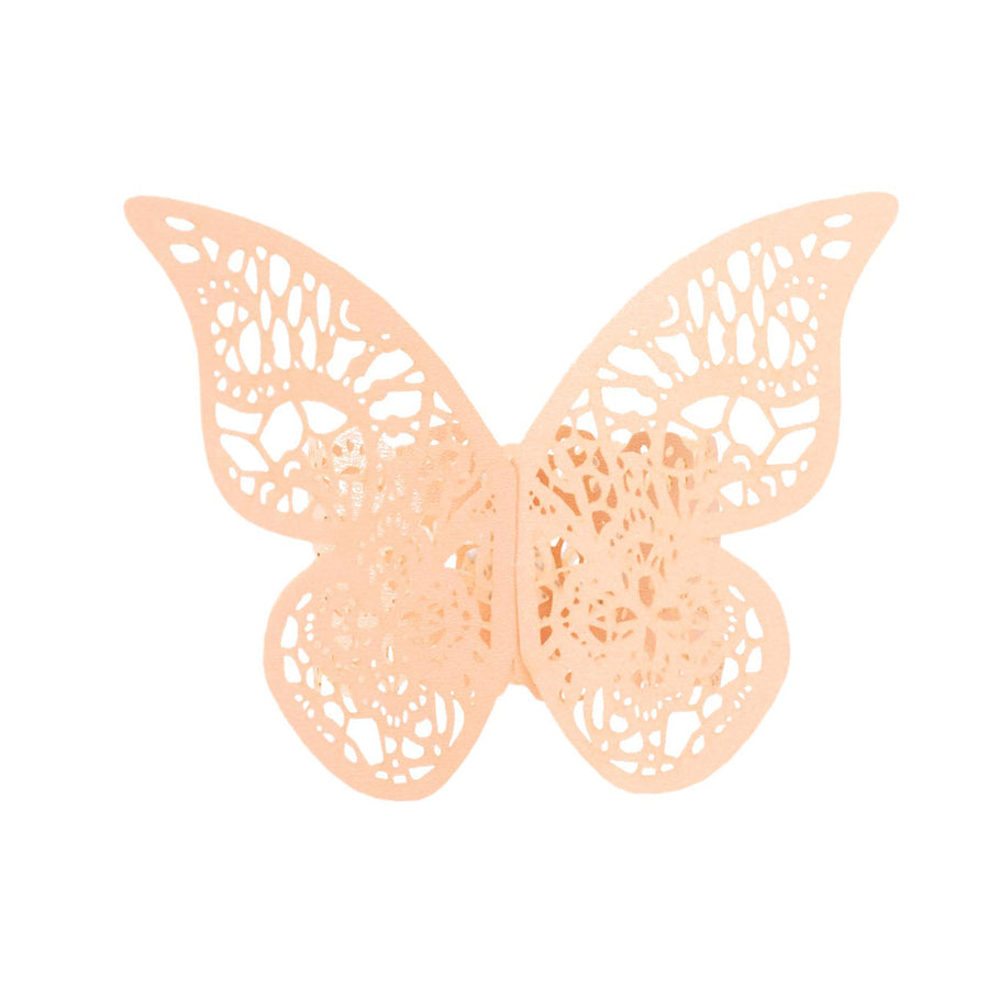 12 Pack | Blush Shimmery Laser Cut Butterfly Paper Chair Sash Bows#whtbkgd