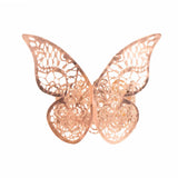 12 Pack | Metallic Rose Gold Laser Cut Butterfly Paper Napkin Rings, Chair Sash Bows#whtbkgd